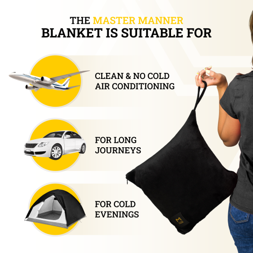 Extra Soft Poncho Travel Blanket – Packable Airplane Blanket for Adults
